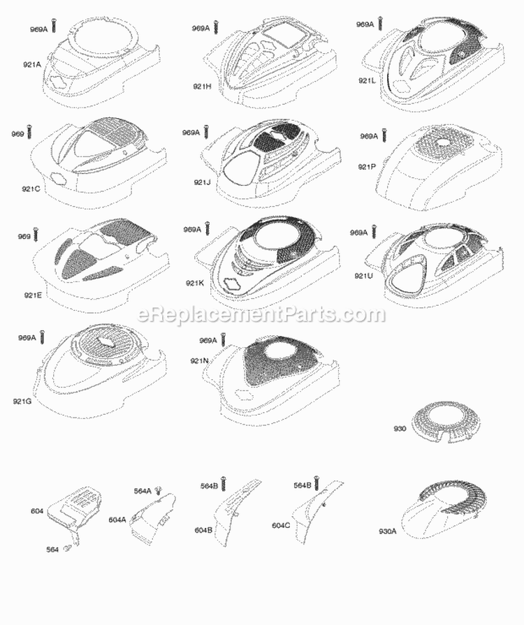 Blower Housing Covers And Shrouds Diagram and Parts List for 12J902-0159-01  Briggs and Stratton Engine